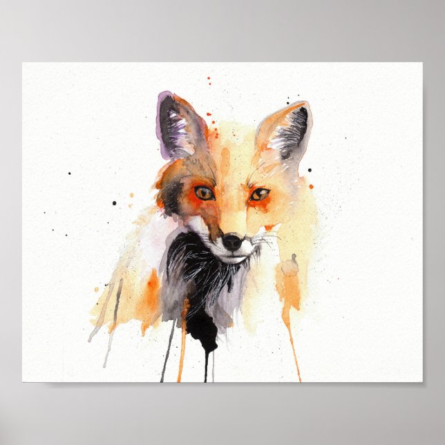 Póster fox watercolor (Frente)
