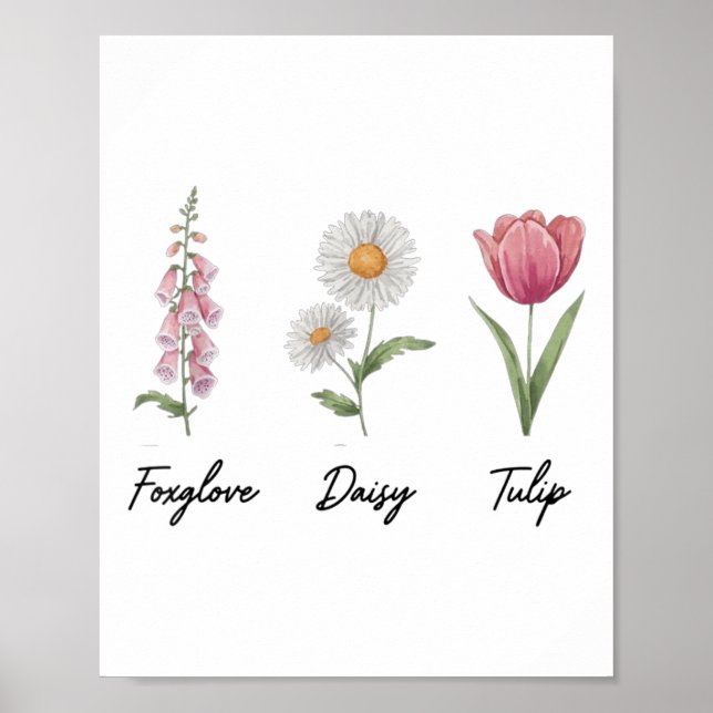 Póster Foxglove Daisy Tulip Floral (Frente)