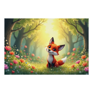 Póster Foxglow - Un Whimsical Amigo Forestal