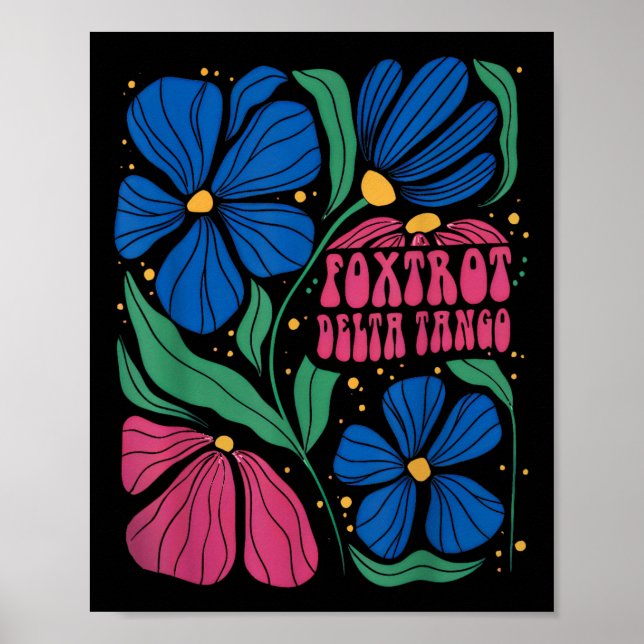 Póster Foxtrots Deltas Tangos Flor Boho (Frente)
