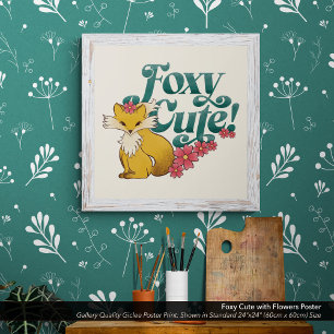 Póster Foxy Cute con flores