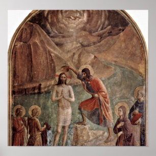 Póster Fra Angelico - Bautismo de Cristo por Juan