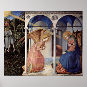 Póster Fra Angelico - Escena: Anunciación