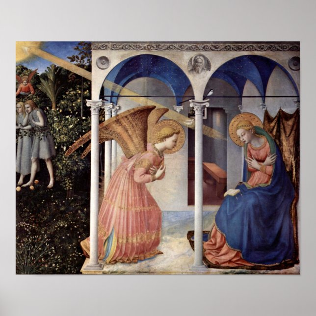 Póster Fra Angelico - Escena: Anunciación (Frente)