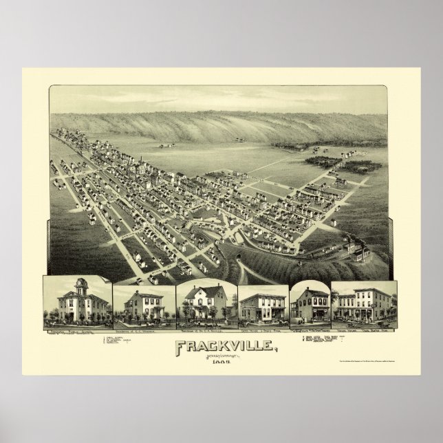 Póster Frackville, Mapa Panorámico PA - 1889 (Frente)