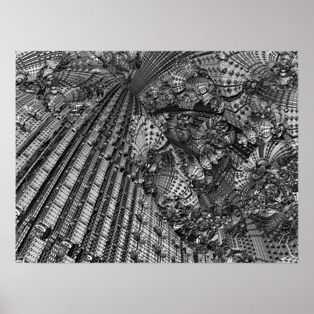 Póster Fractal 3D futurista (Frente)