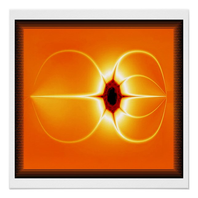 Póster Fractal Amarillo Con Fondo Naranja (Anverso)