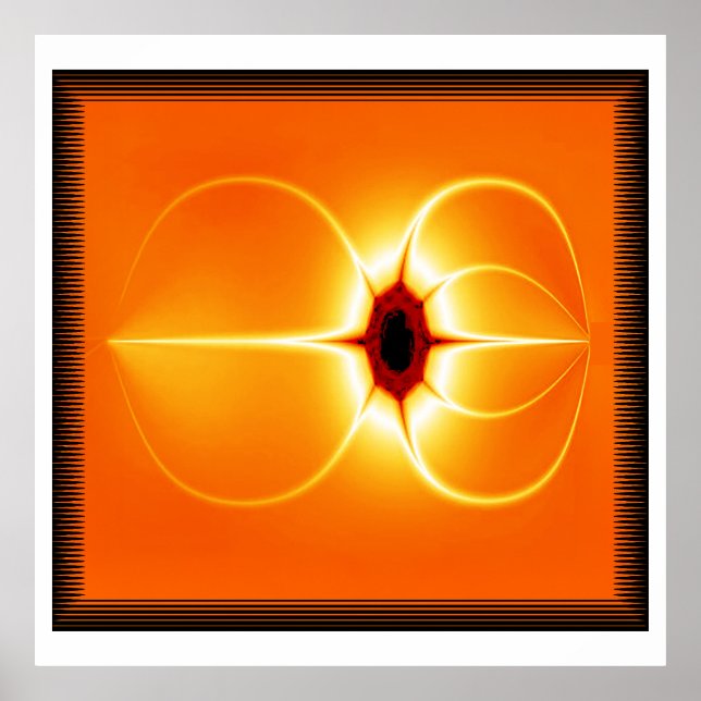 Póster Fractal Amarillo Con Fondo Naranja (Frente)