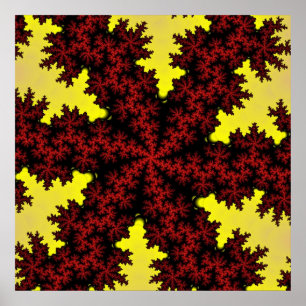 Póster Fractal amarillo y rojo colorido