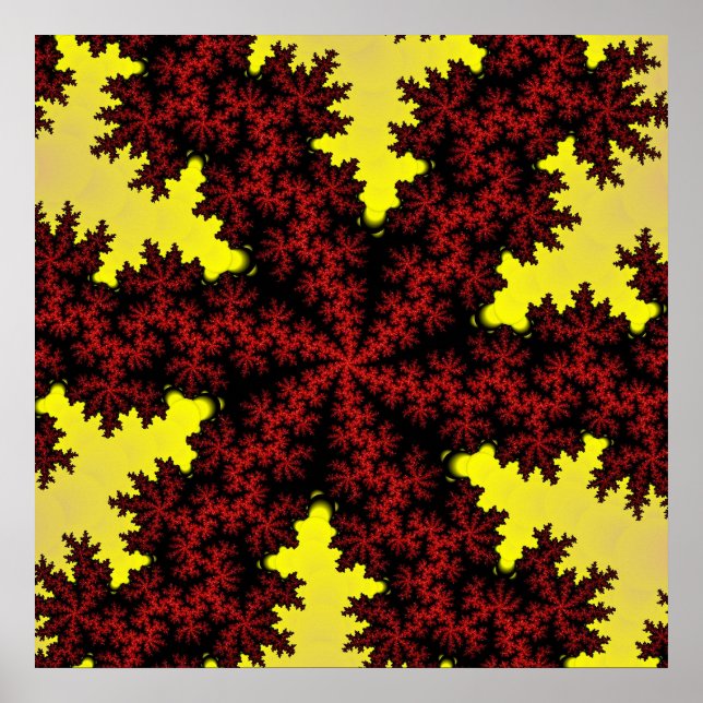Póster Fractal amarillo y rojo colorido (Frente)