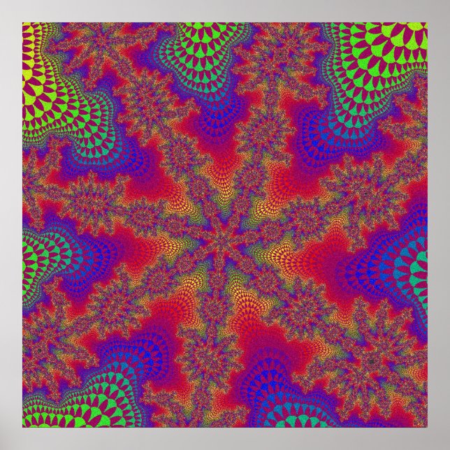 Póster Fractal arcoiris colorido (Frente)