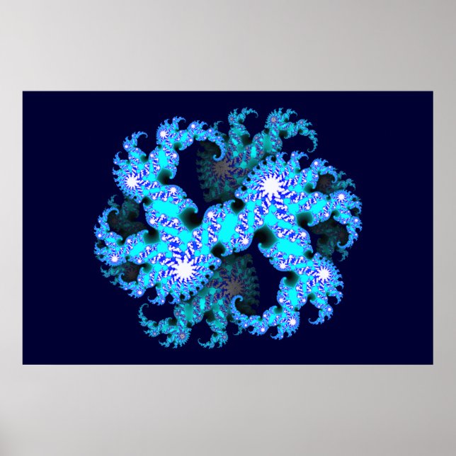 Póster fractal azul (Frente)