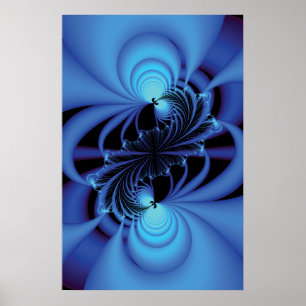Póster Fractal azul de la paz