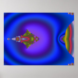 Póster Fractal Azul Profundo