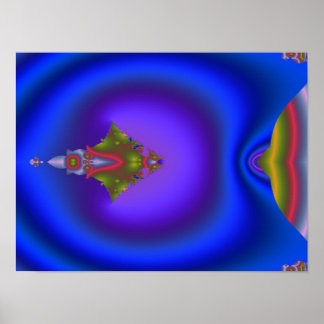 Póster Fractal azul profundo