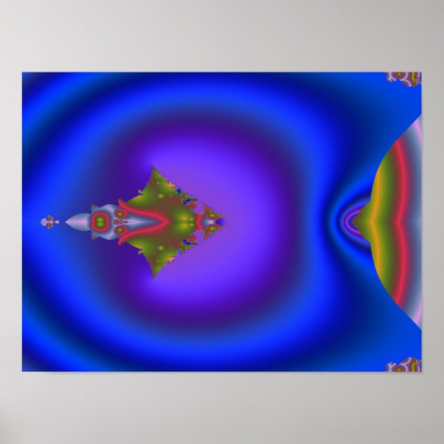 Póster Fractal azul profundo (Frente)