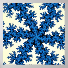 Póster Fractal azul y blanco colorido