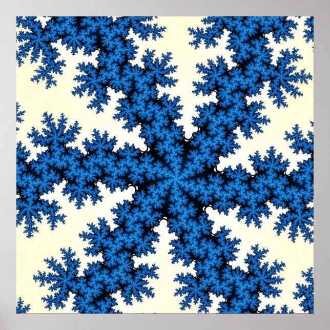 Póster Fractal azul y blanco colorido (Frente)