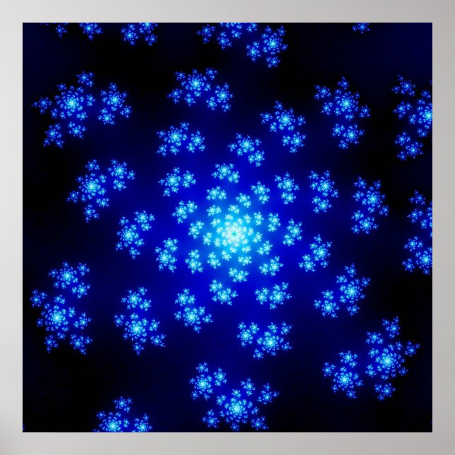 Póster Fractal azul y negro colorido (Frente)