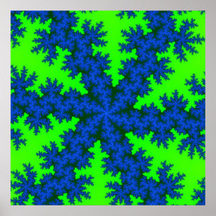 Póster Fractal azul y verde colorido