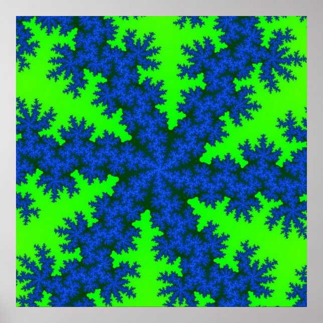 Póster Fractal azul y verde colorido (Frente)