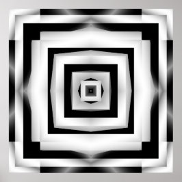 Póster Fractal blanco y negro simple