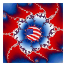 Fractal de bandera estadounidense blanca y azul