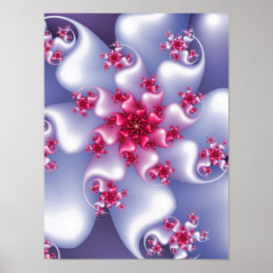 Póster Fractal de flores blancas