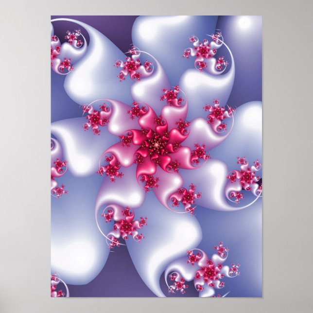 Póster Fractal de flores blancas (Frente)