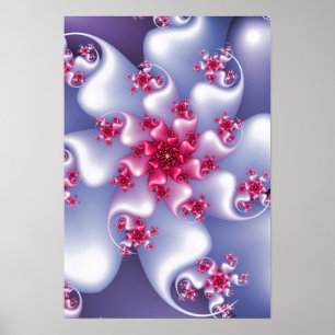 Póster Fractal de flores blancas