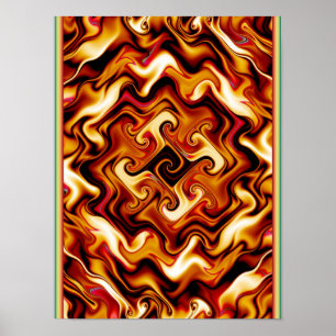 Póster Fractal de Fuego Giratorio