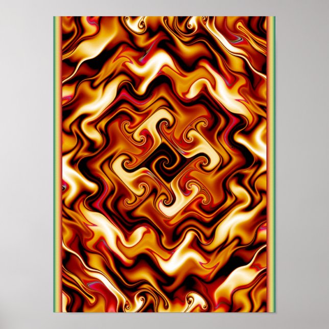 Póster Fractal de Fuego Giratorio (Frente)