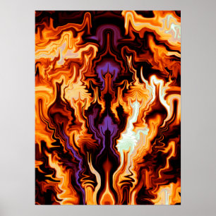 Póster Fractal de llamas coloridas