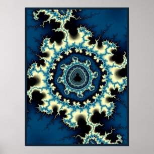 Póster Fractal de Mandelbrot azul