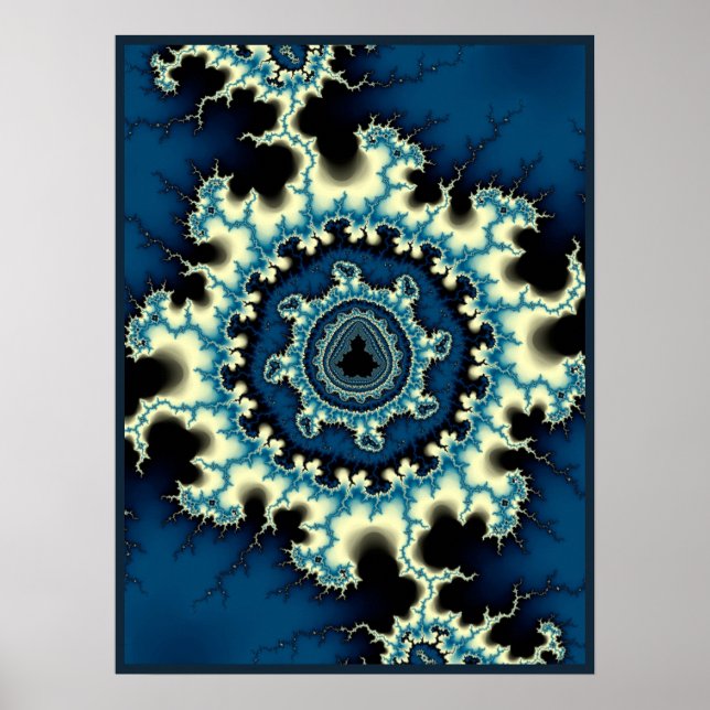 Póster Fractal de Mandelbrot azul (Frente)