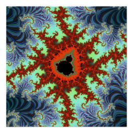 Póster Fractal de Mandelbrot azul y rojo