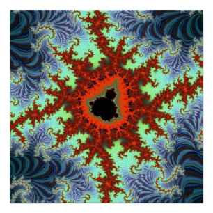 Póster Fractal de Mandelbrot azul y rojo