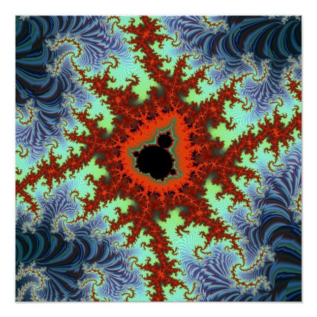 Póster Fractal de Mandelbrot azul y rojo (Anverso)