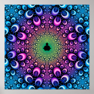 Póster Fractal de Mandelbrot con aro