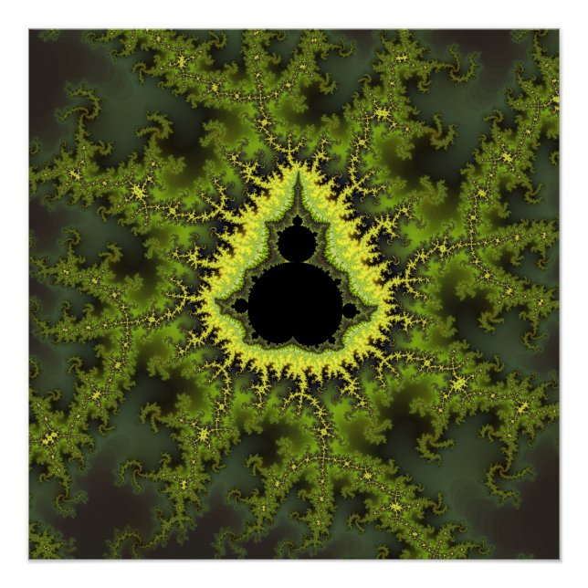 Póster Fractal de Mandelbrot verde (Anverso)