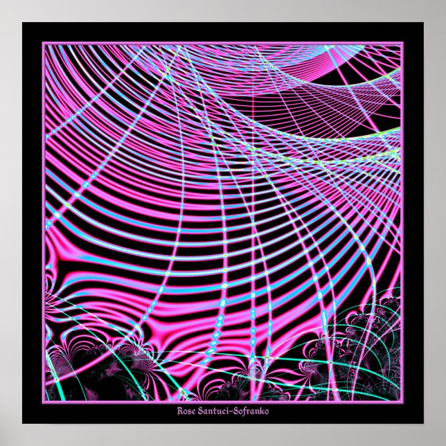 Póster Fractal de Neon Web Fluorescente (Frente)