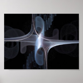 Póster Fractal en azul y gris