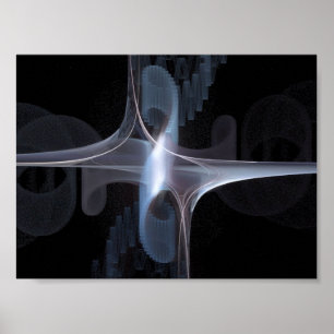 Póster Fractal en azul y gris