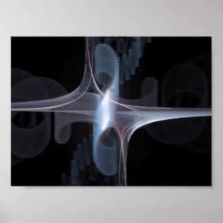 Póster Fractal en azul y gris