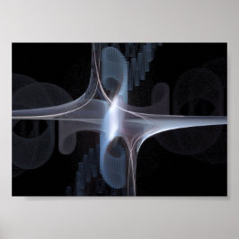 Póster Fractal en azul y gris