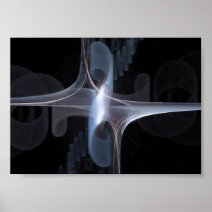 Póster Fractal en azul y gris
