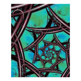Póster Fractal en espiral de estrella ciberpunk