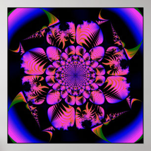 Póster fractal en estilo del blacklight