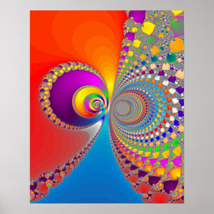 Póster Fractal espiral colorida