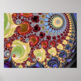 Póster fractal espiral de Mandelbrot